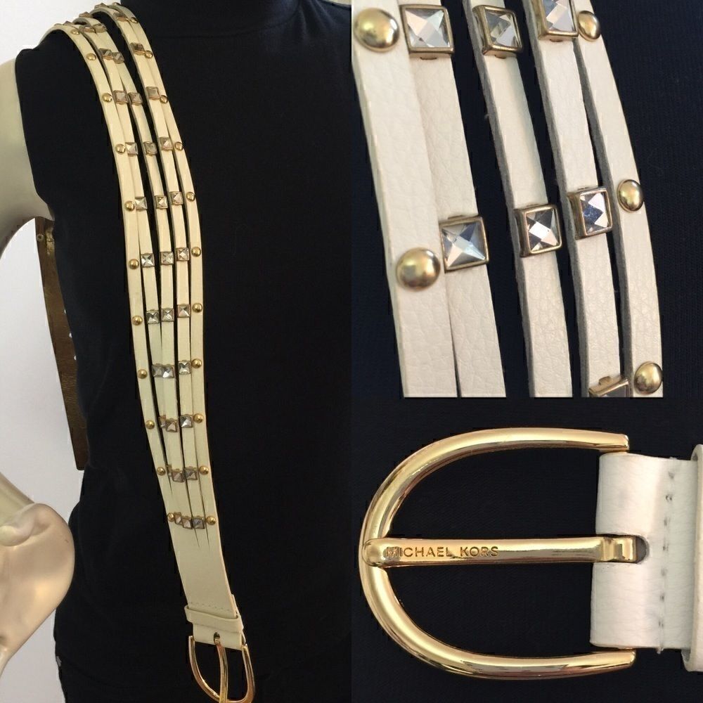 Michael Kors Studded Rhinestone 5 strand belt